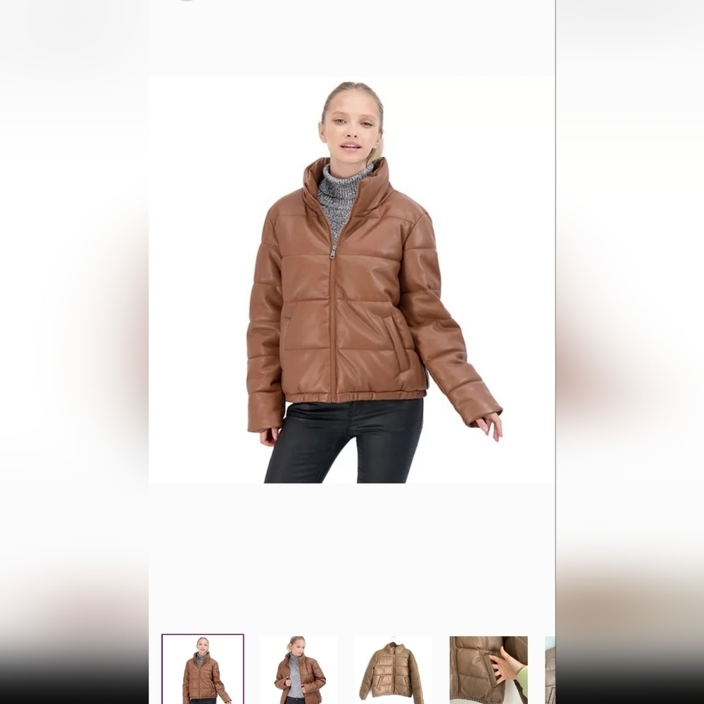 Sebby Women's Faux Leather Puffer Jacket, Puffy Coat - S.E.B. By SEBBY 2XL - Picture 6 of 13